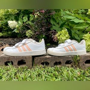 ADIDAS white & pink, velcro sneakers